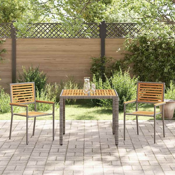 Trädgårdsmöbelset 3 pcs Grå och Brun konstrotting