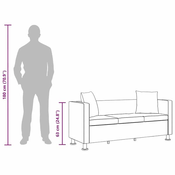 Soffa 3-sits konstläder svart