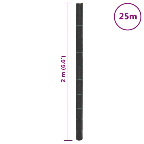 Ogräsmatta svart 2x25 m PP