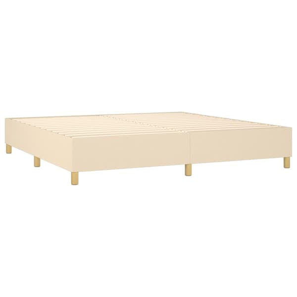 Ramsäng med madrass gräddvit 200x200 cm tyg