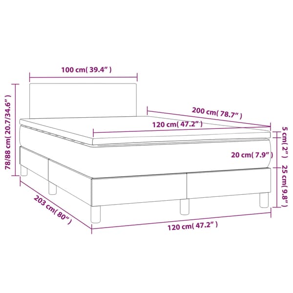 Ramsäng med madrass mörkgrå 120x200 cm sammet