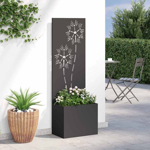 Trädgårds integritetsskärm Blommor Svart 50 x 32 x 150 cm