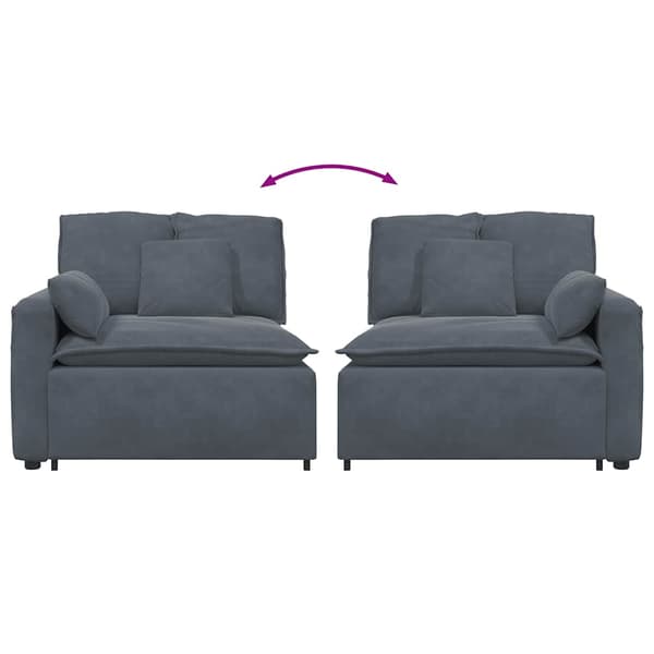 Modulär soffa armstödsändmodul med dynor mörkgrå 100 cm