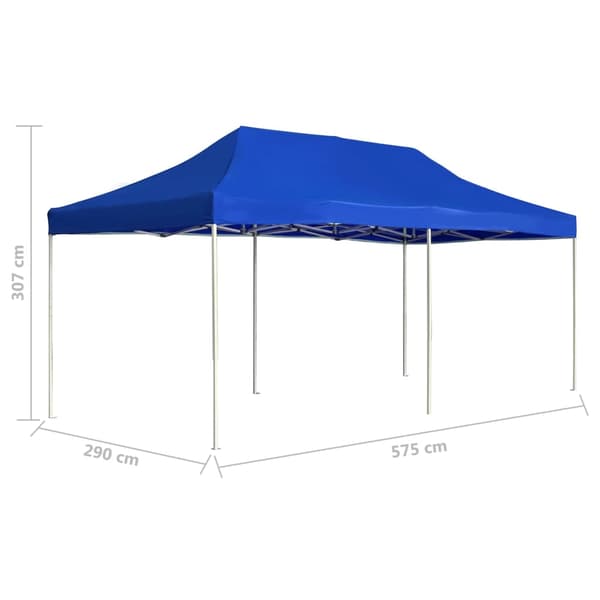 Hopfällbart partytält aluminium 6x3 m blå
