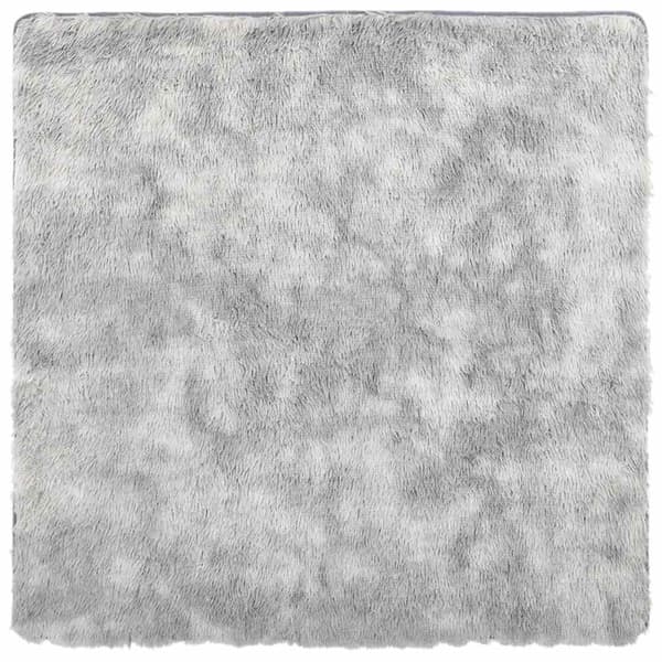 Ryamatta med lång lugg NAVARRA silvergrå 120x120 cm polyester
