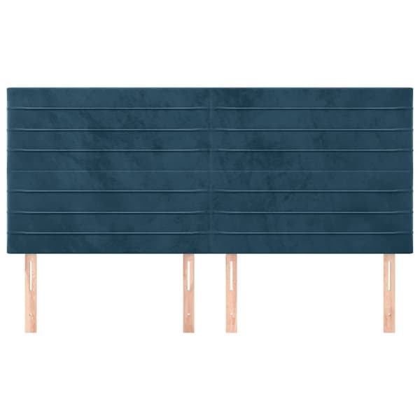 Sänggavel mörkblå 160x5x118/128 cm sammet