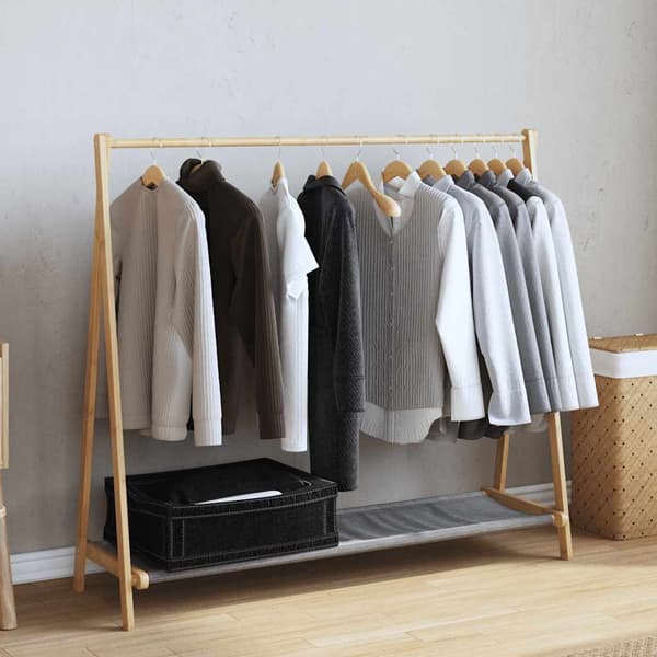 Klädställ med hyllor 106x34x102 cm bambu