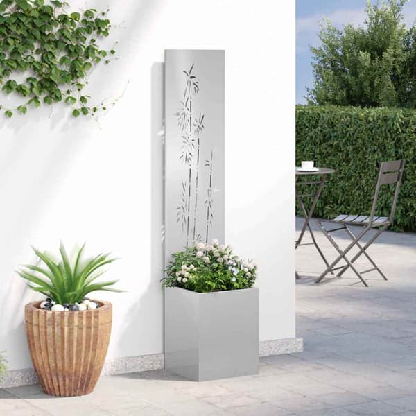 Trädgårds integritetsskärm Silver 32 x 140 cm Rostfritt stål