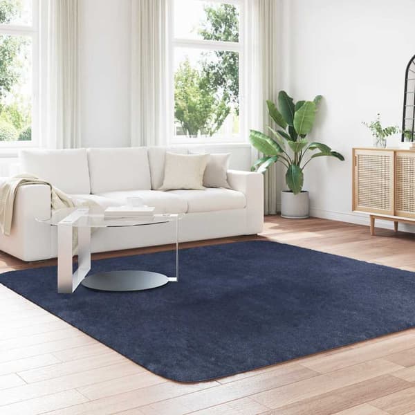 Ryamatta med lång lugg NAVARRA marinblå 240x240 cm polyester