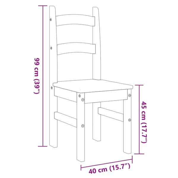 Matstolar 2 st grå 40x46x99 cm massiv furu