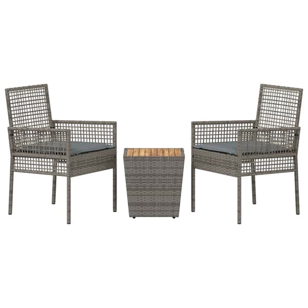 Trädgårds Bistro Set 3 pcs Grå konstrotting
