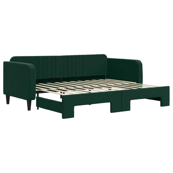 Dagbädd utdragbar mörkgrön 90x200 cm sammet