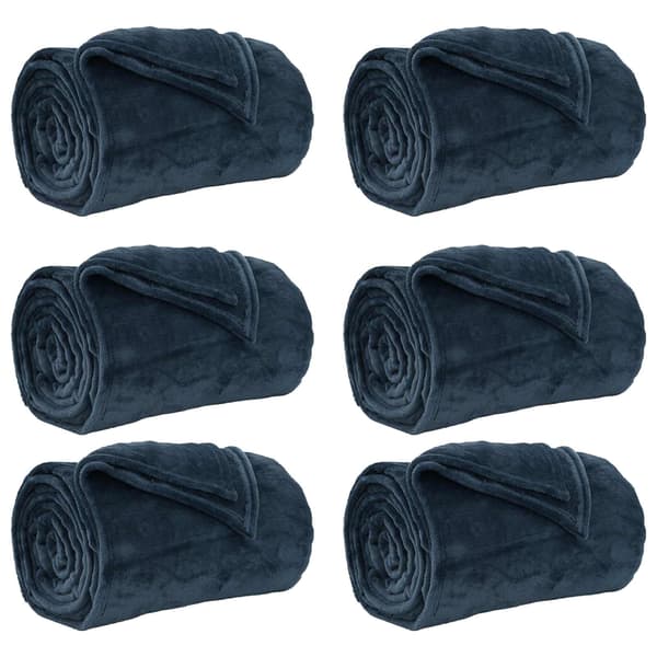 Filtar 6 pcs Mörkblå 220 x 240 cm Fleece