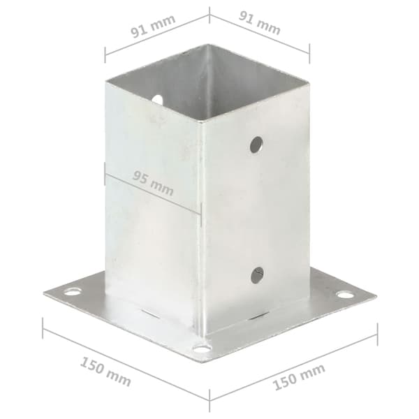 Stolpfot 4 st galvaniserad metall 91 mm