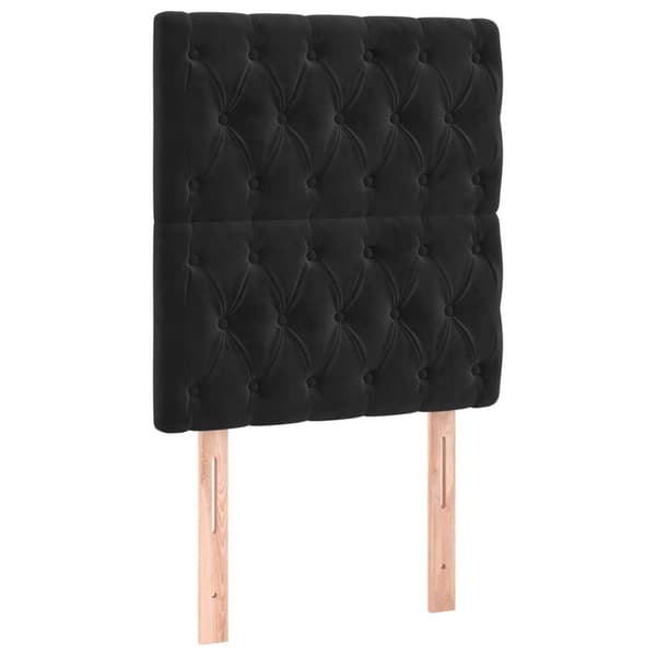 Ramsäng med madrass & LED svart 100x200 cm sammet