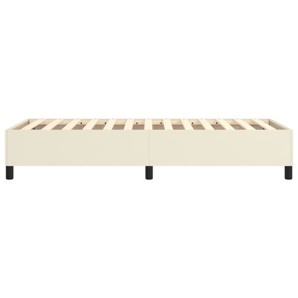 Boxspring-sängram gräddvit 90x200 cm konstläder