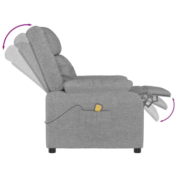 Massagefåtölj ljusgrå tyg