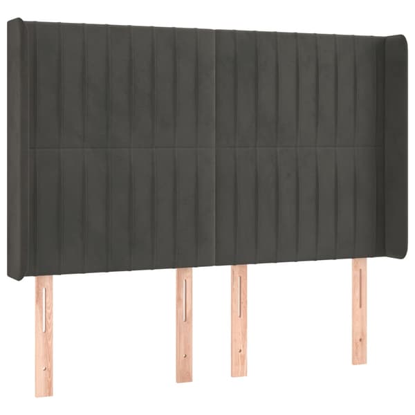 Ramsäng med madrass & LED mörkgrå 140x200 cm sammet
