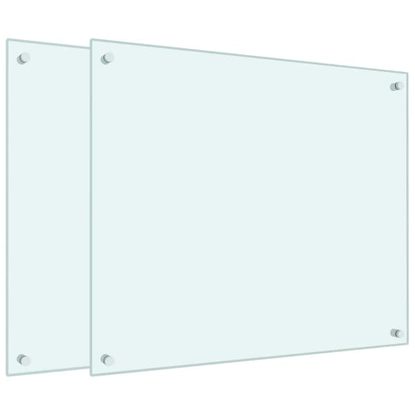 Stänkskydd 2 st vit 70x60 cm härdat glas