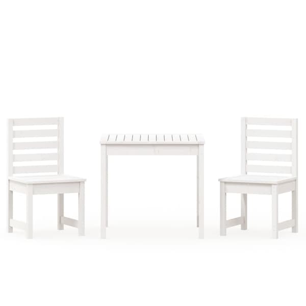 Caféset 3 delar vit massiv furu