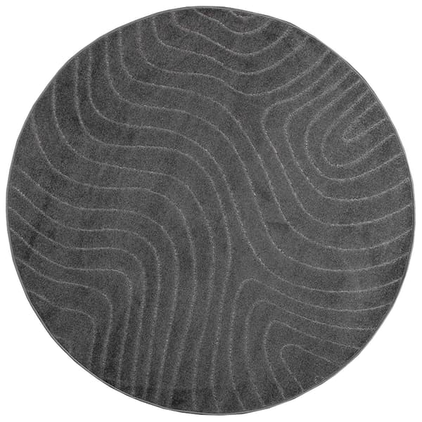 Områdesmattor Rund PALMERAS Antracit Ø 120 CM Polyester