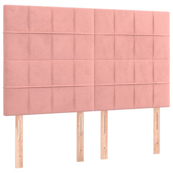 Ramsäng med madrass rosa & LED 140x190 cm sammet