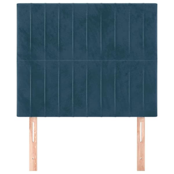 Sänggavel mörkblå 100x5x118/128 cm sammet