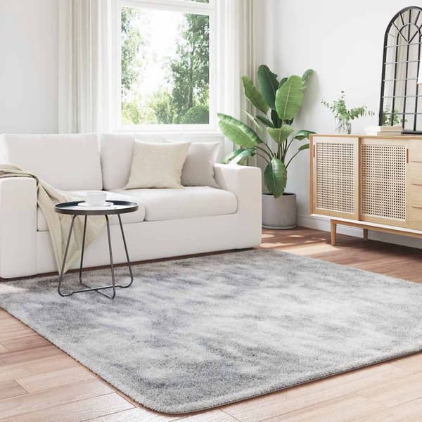 Ryamatta med lång lugg NAVARRA silvergrå 200x200 cm polyester