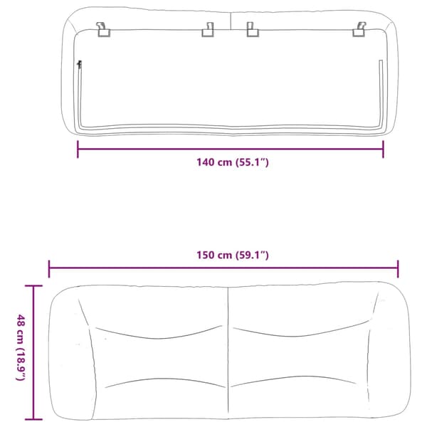 Headboard Cushion "Hvar" Light Grey 140 cm Fabric