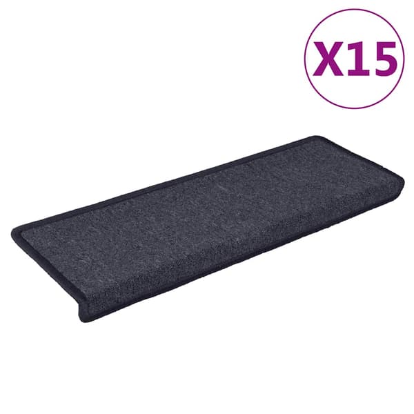 Trappmattor 15 st 65x21x4 cm mörkgrå och blå rektangulär kant