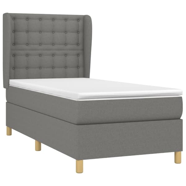 Ramsäng med madrass mörkgrå 100x200 cm tyg