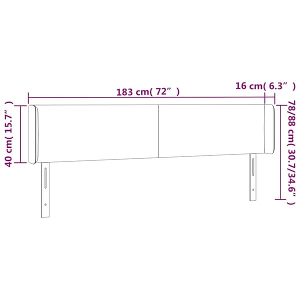 Sänggavel LED mörkblå 183x16x78/88 cm sammet