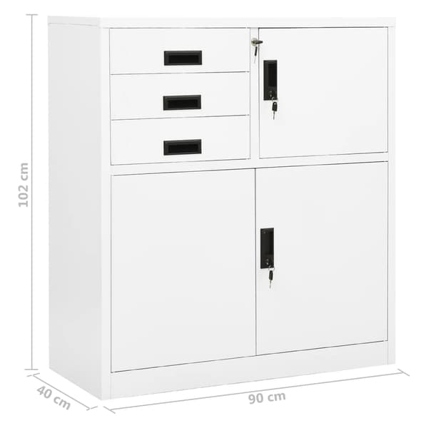Dokumentskåp vit 90x40x102 cm stål