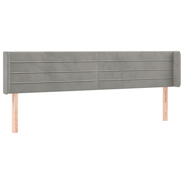 Sänggavel LED ljusgrå 203x16x78/88 cm sammet