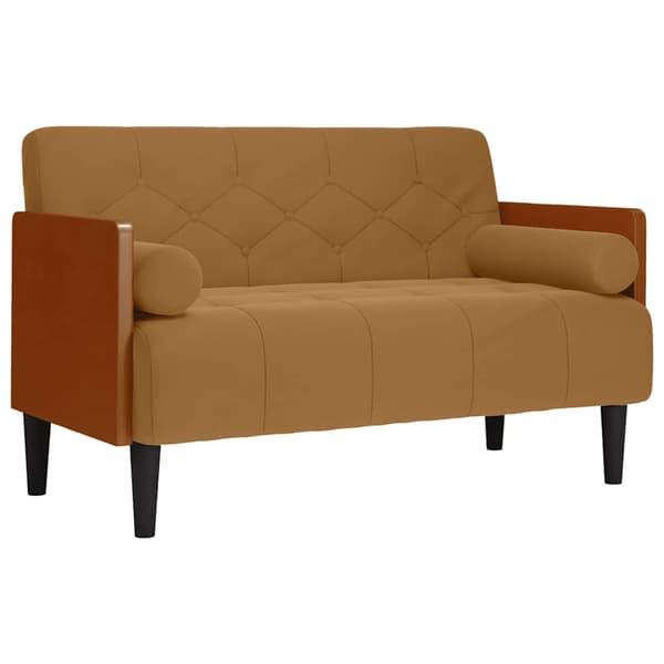 Loveseat soffa med dynor brun 110 cm sammet
