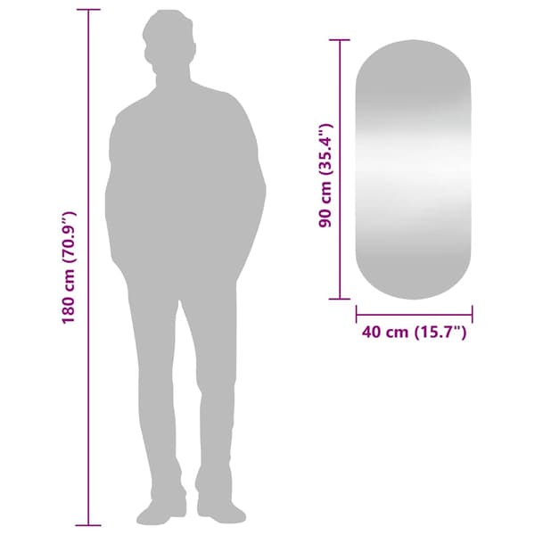 Väggspegel 40x90 cm glas oval