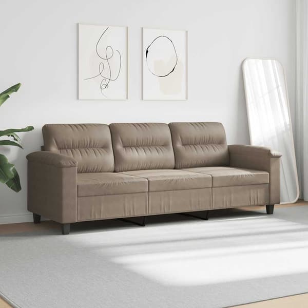 3-sitssoffa Taupe 180 cm mikrofibertyg