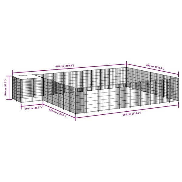 Hundgård silver 25,41 m² stål