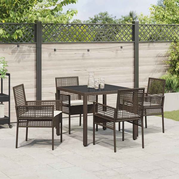 Trädgårdsmöbelset 5 pcs Brun konstrotting