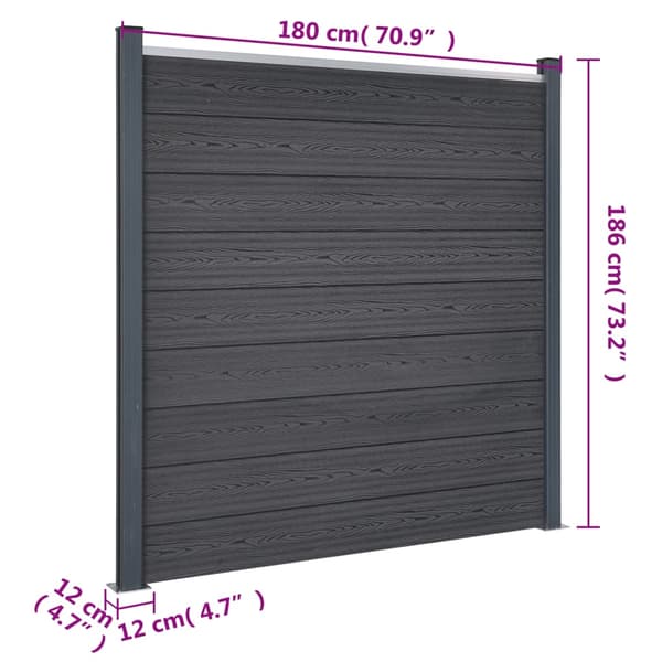 Staketpanel grå 180x186 cm WPC