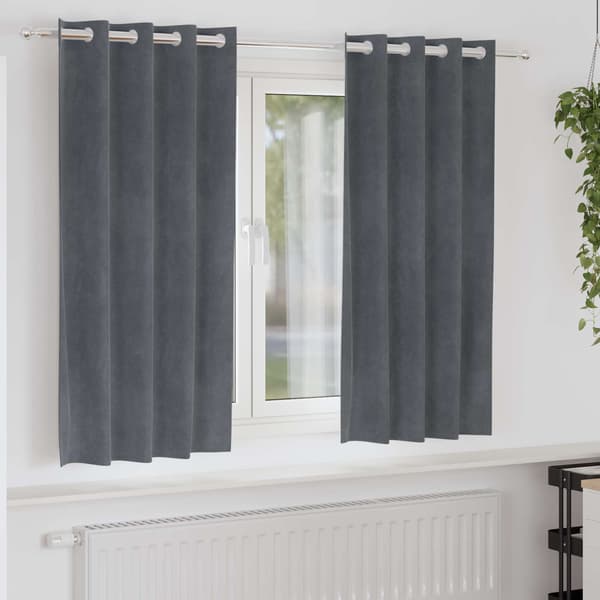 Mörkläggningsgardiner 2 st Ljusgrå 140 x 175 cm Sammet
