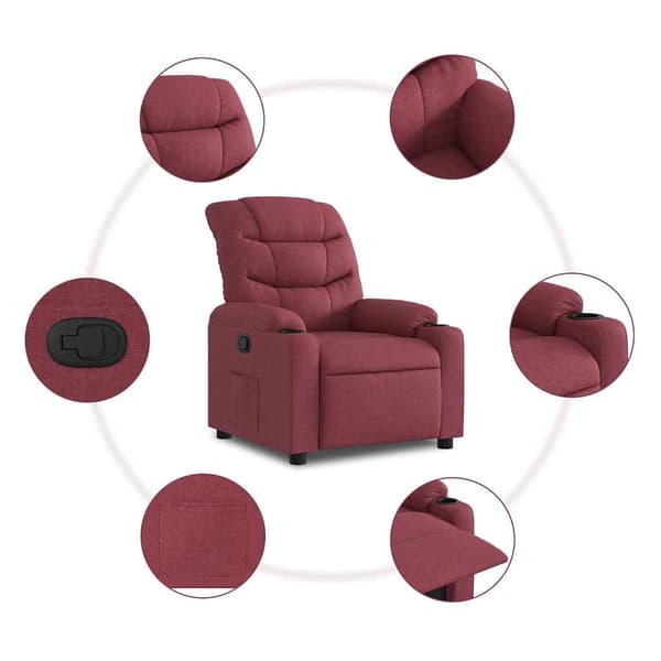 Reclinerfåtölj vinröd tyg