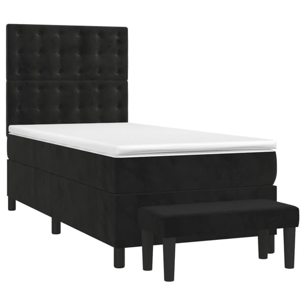 Ramsäng med madrass svart 90x190 cm sammet