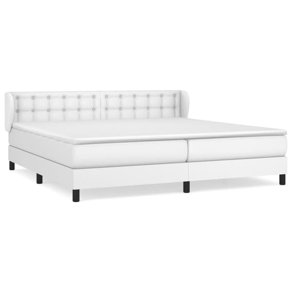 Ramsäng med madrass vit 200x200 cm konstläder