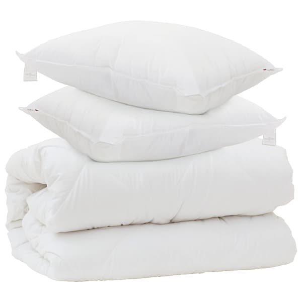 Duntäcke med Kuddar med kudde 3 pcs Vit Mikrofiber