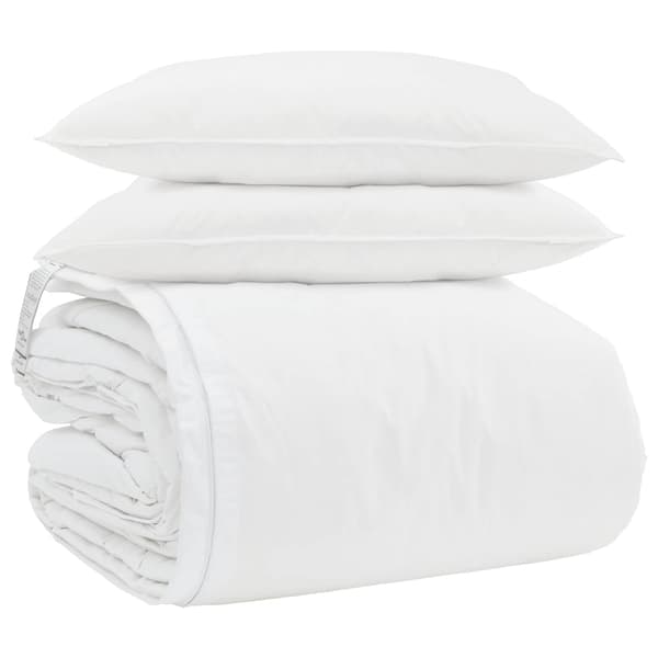 Täckeset med kudde 3 pcs Vit Dunfjäder