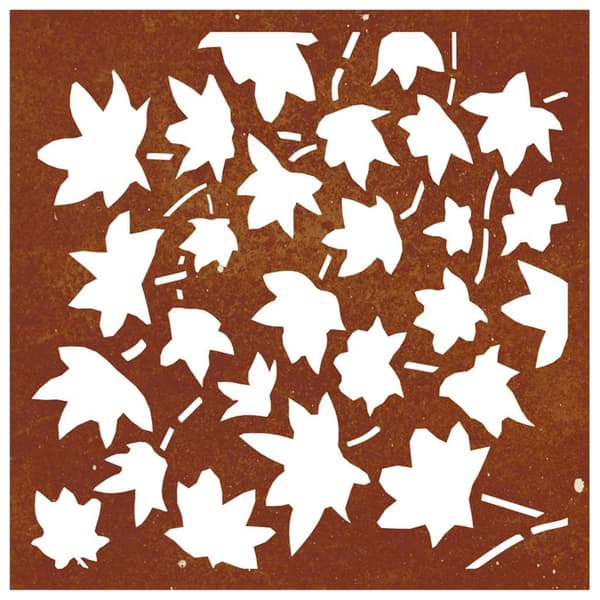 Väggdekoration 55x55 cm rosttrögt stål lönndesign