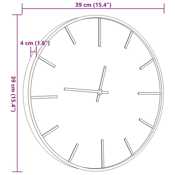 Väggklocka brun Ø39 cm järn och konstruerat trä