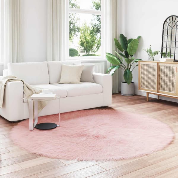 Fuskfäll matta TAFALLA Rosa Ø 160 cm Polyester