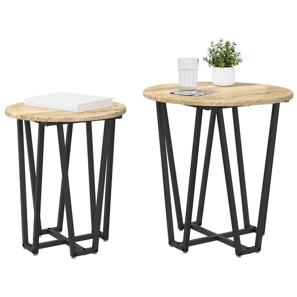 Sidobordsset 2 pcs Sonoma Ek och Svart